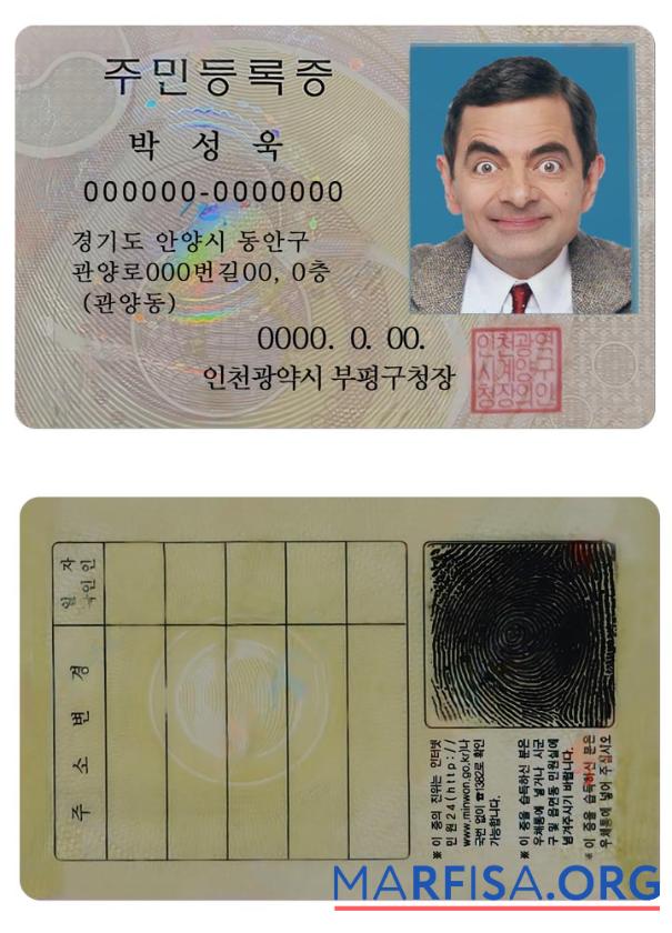 Printable Korea ID template